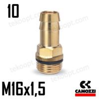 ФИТИНГ 10-М16Х1,5-L=30 ПОД РЕЗИНОВЫЙ РУКАВ CAMOZZI D2602 10-M16X1,5-L=30-RU01