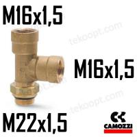 ФИТИНГ М16Х1,5-М22Х1,5 ТРОЙНИК ВЕРТИКАЛЬНЫЙ CAMOZZI D2072 M16X1,5-M22X1,5TC