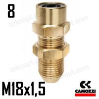 ФИТИНГ  8-М18Х1,5 ПРЯМОЙ ПРОХОДНОЙ CAMOZZI 9590 8-M18X1,5