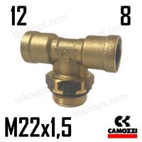 ФИТИНГ 12-8-М22Х1,5 ТРОЙНИК ГОРИЗОНТАЛЬНЫЙ CAMOZZI 9412 12-8-M22X1,5TC