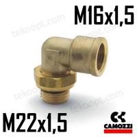 ФИТИНГ М22Х1,5-F16Х1,5 УГЛОВОЙ CAMOZZI D2022 M16X1,5-M22X1,5TC