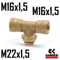 ФИТИНГ М16Х1,5-М22Х1,5 ТРОЙНИК ГОРИЗОНТАЛЬНЫЙ CAMOZZI D2062 M16X1,5-M22X1,5TC